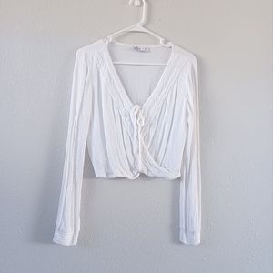 Hollister Wrap V-neck Tie-Front Long Sleeve Top